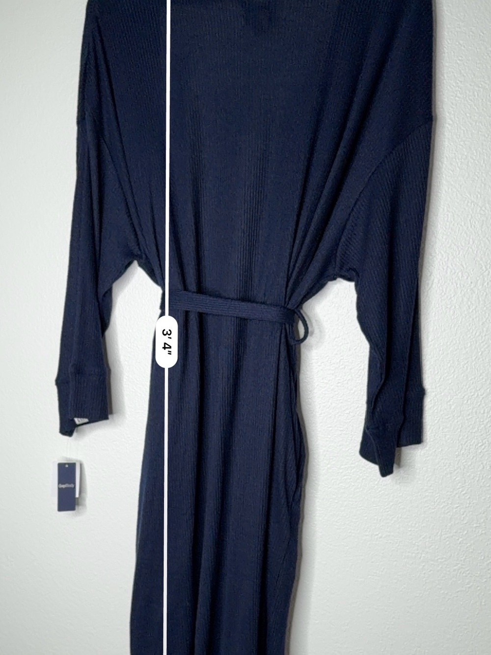 GapBody Ribbed Belted Robe Wrap Navy - size M - Picture 8 of 8